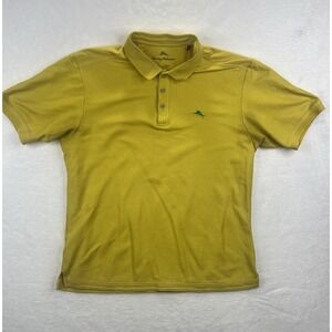 Tommy Bahama Polo Shirt Mens Short Sleeve Collared Supima Cotton Yellow Sz Large